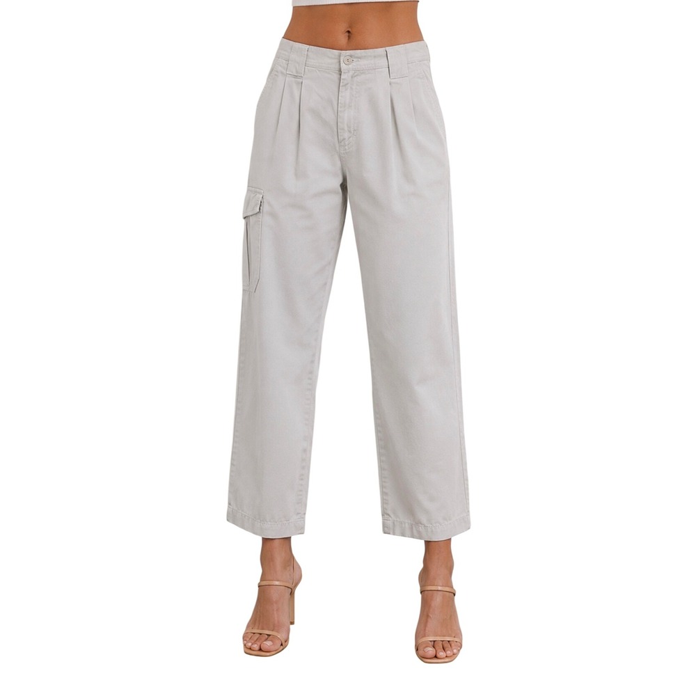 Eddie Bauer Womens Tan Pleated Cargo Tapered Leg Cotton Chino Pants 10 vng Khaki